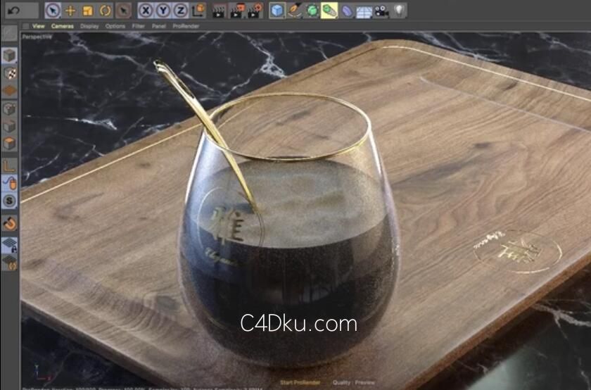 C4DR20结合ProRender渲染透明材质产品
