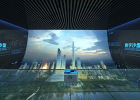 3DSMAX建模三维科技感数字沙盘展厅空间VR房地产销售舞台3D模型