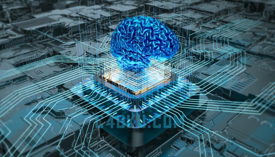 CINEMA4DR17建模三维立体3D人工智能科幻自动化大脑电路板芯片模型