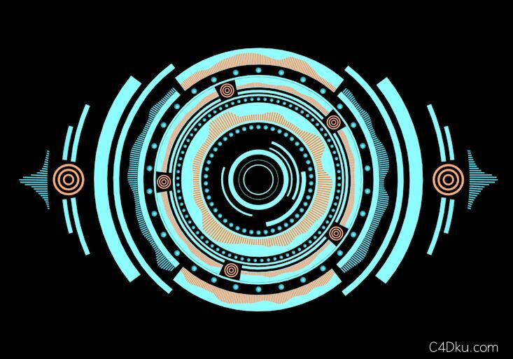 c4d製作科技感音頻波動圓圈圖形動畫