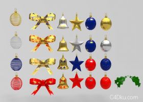 C4D制作圣诞装饰品铃铛星彩球挂饰