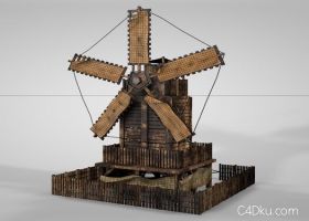 C4D制作老风车木屋带贴图材质