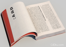 一本翻开的英文书籍C4D模型