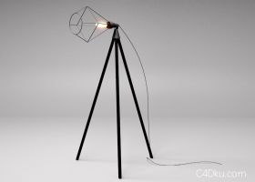 C4D设计工业落地台灯创意艺术灯泡