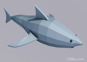 C4D建模鲨鱼低多边形效果