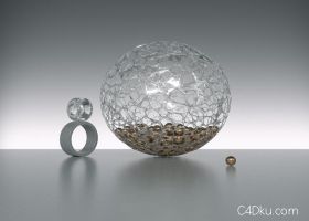 C4D创意镂空圆球效果