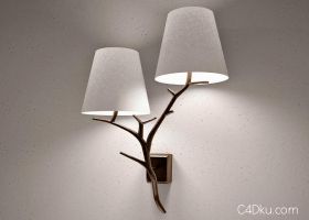 C4D室内创意3D树枝壁灯