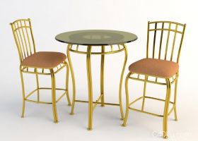金属材质3D玻璃桌椅