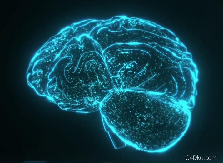 C4D大脑3D形状发光创意效果