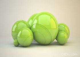 C4D绿色的玻璃质感反光圆球