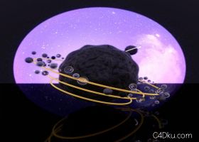 C4D科幻彩色发光星球玻璃小圆球创意效果