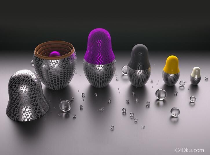 C4D利用Corona渲染金属网工艺品创意物品