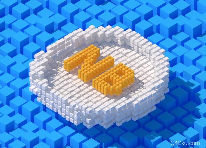 c4dcreative像素格方块图形元素效果