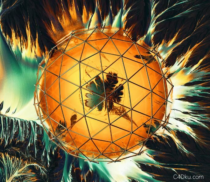 c4d创意外星彩色能量球形状theeffect