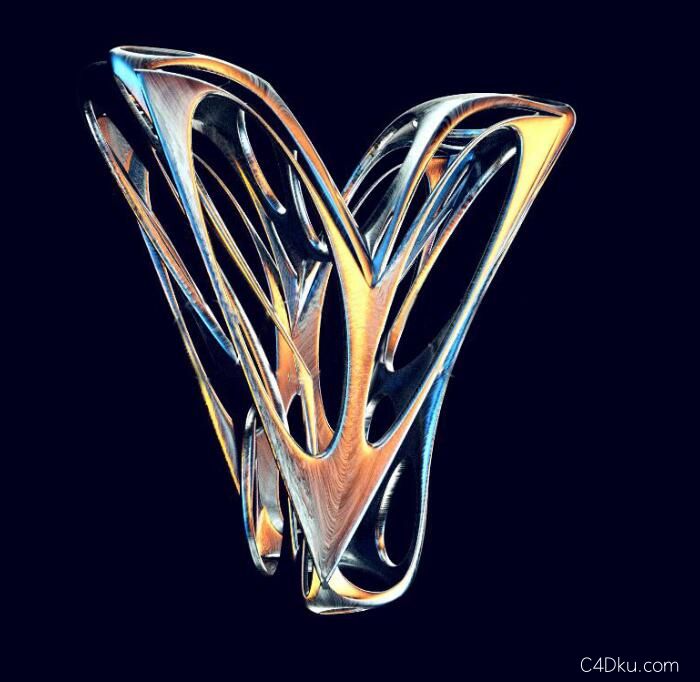 c4d创意octane渲染logo金属质感的字体效果