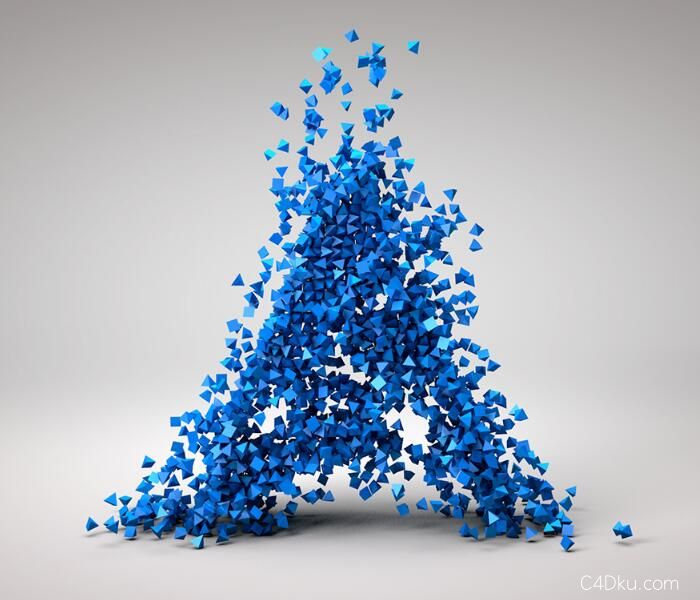 c4d模型元素碎片汇聚logo动画效果