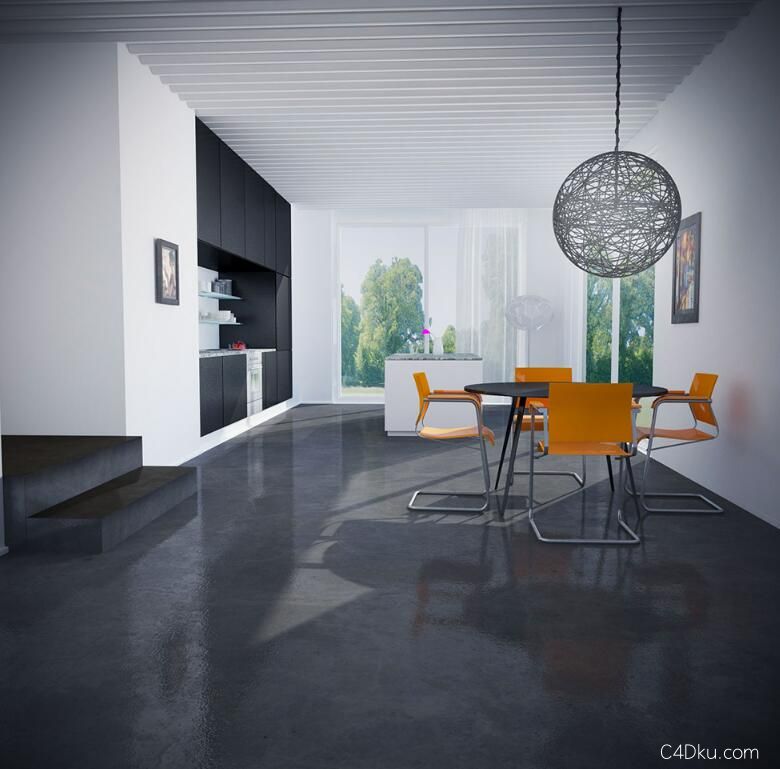 cinema4dforvray渲染时尚厨房三维餐厅3d资源下载-c4d库