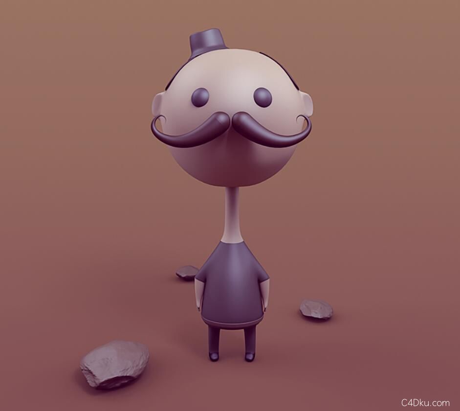 cinema4d长胡子的卡通男人形象