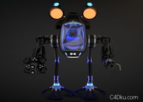 Cinema4D创意渲染科幻载人式机器人