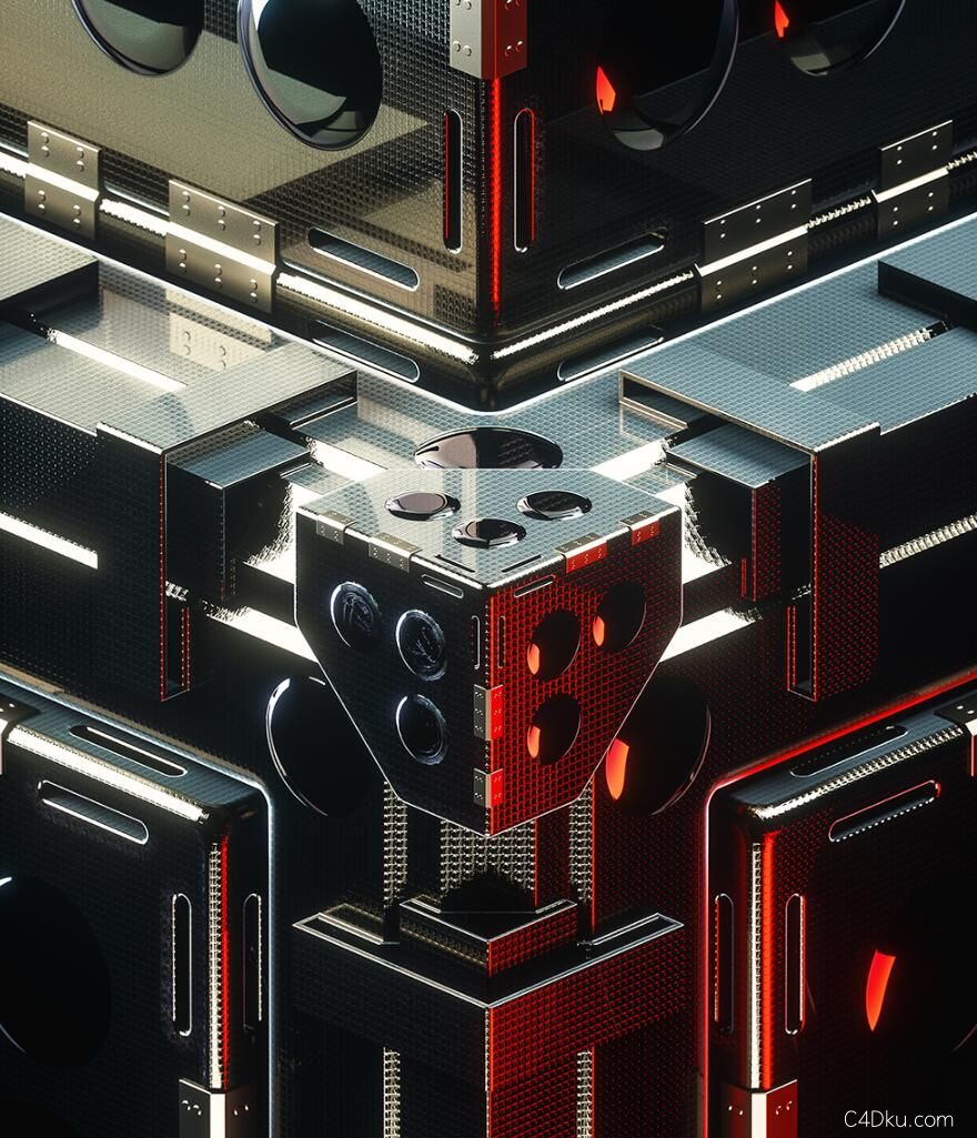 cinema4doc渲染牢固的科幻金属部件