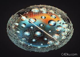 C4D科幻凹坑发光小球创意
