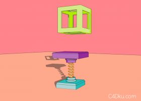 C4D卡通3D炫彩方块弹簧弹跳效果动画