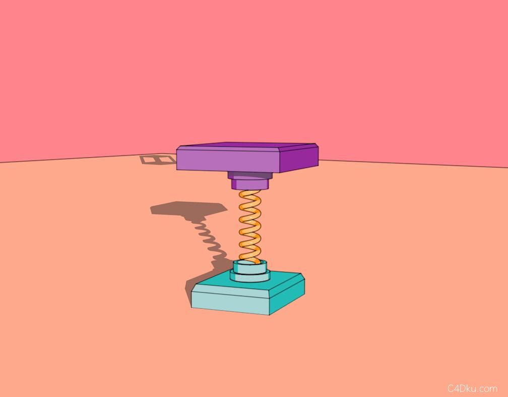 c4d卡通3d炫彩方块弹簧弹跳效果动画