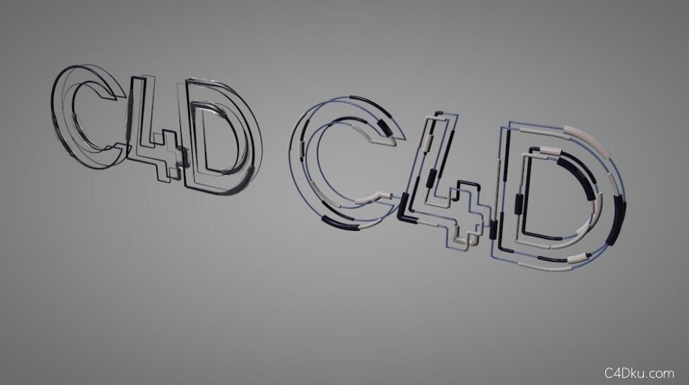 cinema4d立体文字创意镂空边框