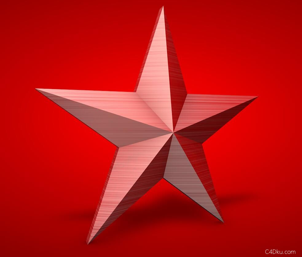 cinema4d创意立体红色五角星3d资源下载-c4d库