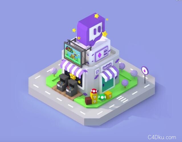 c4d教程卡通风格小镇