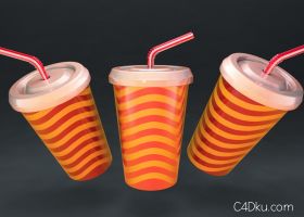 C4D炫彩条纹饮料3D杯子元素