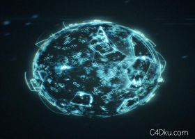 C4D科幻发光效果圆球创意