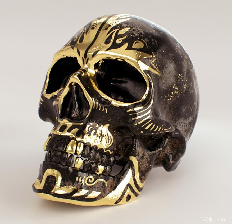 octane三维金属骷髅头