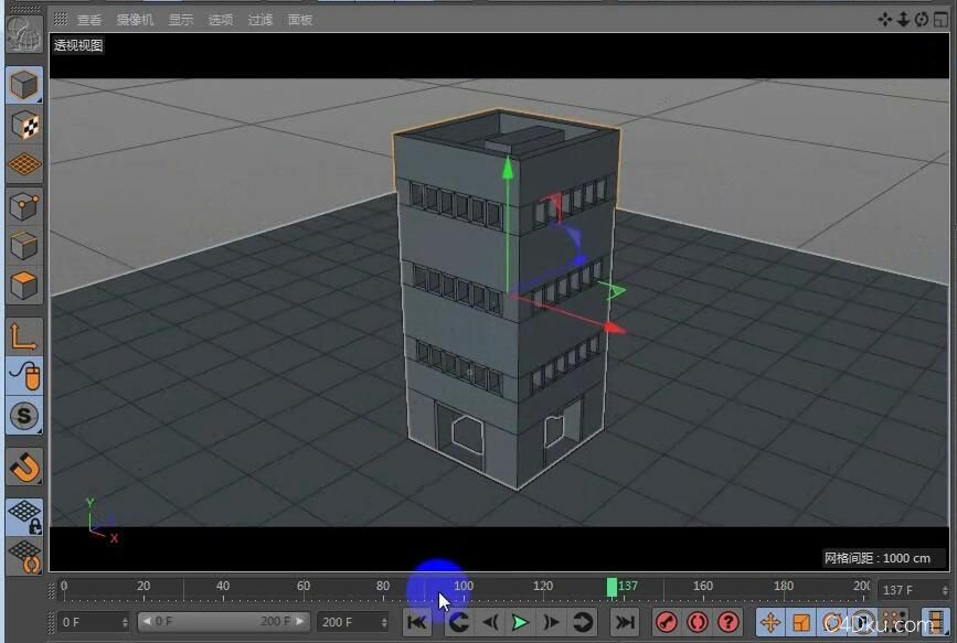 C4D房屋生长动画及布料风车材质调节教程 