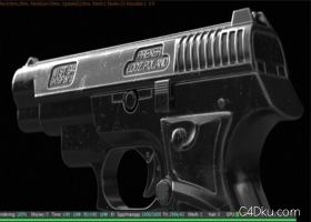 C4D制作Glock最风靡的多边形磨砂手枪建模案例