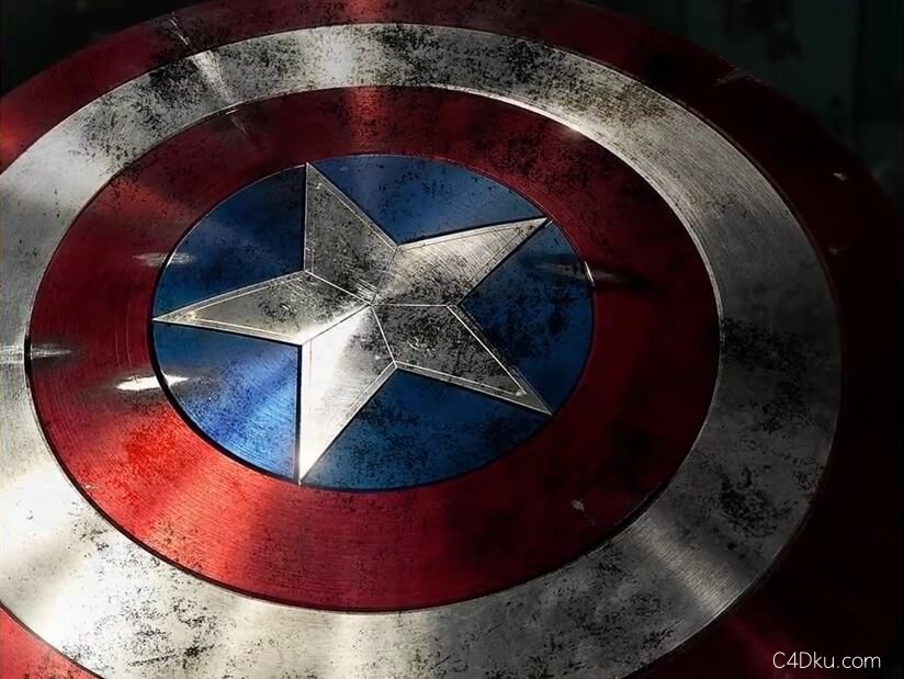 电影美国队长酷炫盾牌金属材质渲染c4d教程