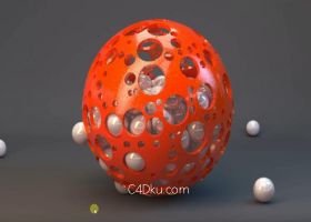 C4D制作octane渲染抽象镂空塑料圆球材质建模课程