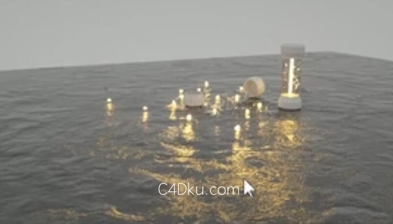 C4D与Octane渲染海上指示灯场景灯光对象