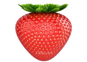 C4D建模制作三维红色新鲜草莓水果食物