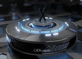 C4D制作3D酷炫科技炫光隧道开场动画包装场景