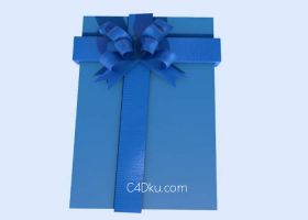 C4D建模制作三维蓝色长方形礼品盒礼物盒