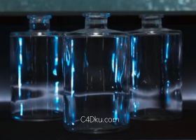 C4D制作无机产品高反光玻璃材质魔法瓶子渲染