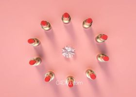 C4D结合Octane克隆玻璃材质钻石口红化妆品