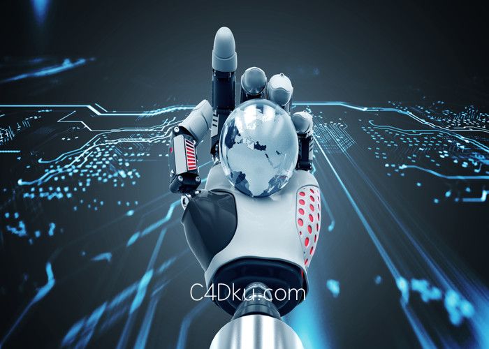 c4d结合octane制作科幻握地球的机械手