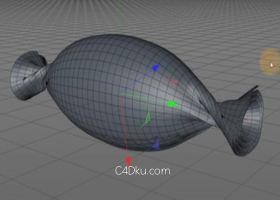 C4D制作动力学模拟糖纸褶皱效果建模技巧