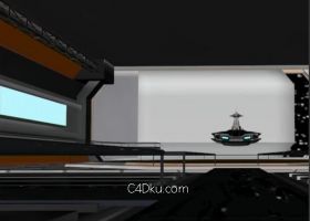 C4D制作高科技太空船室内透视空间场景建模