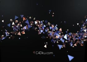 立体三角形C4D三维粒子汇聚金属圆球3D海报艺术背景