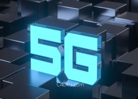 立体C4D发光Octane高精度玻璃材质5G网络文字