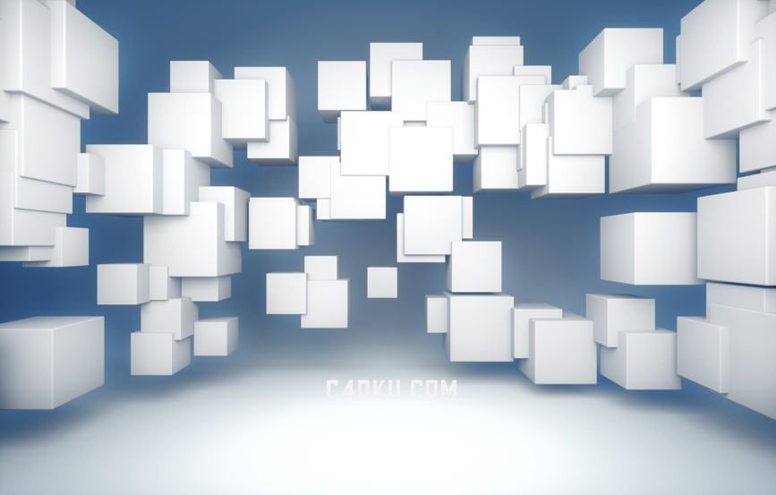 C4D简约商务白色悬浮方块几何科技空间感背景3D资源下载-C4D库