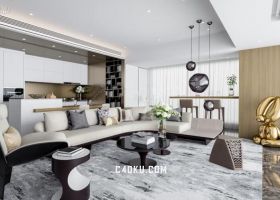 家具建模案例3Ds Max制作室内客厅装饰高贵大方艺术沙发场景